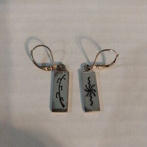 Native American Sterling Silver Corn And Sun Leverback Earrings Signed BB